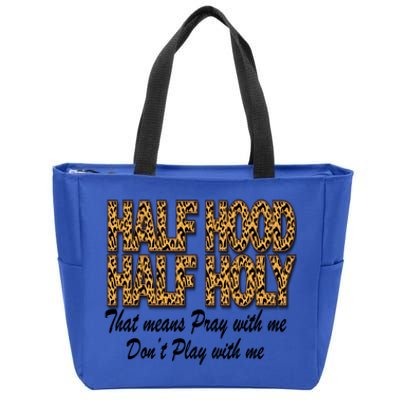 Leopard Print Half Hood Half Holy Cheetah Print Gift Zip Tote Bag