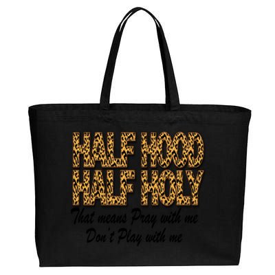 Leopard Print Half Hood Half Holy Cheetah Print Gift Cotton Canvas Jumbo Tote