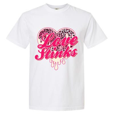 Leopard Pink Heart Love Stink Funny Anti Valentine Garment-Dyed Heavyweight T-Shirt