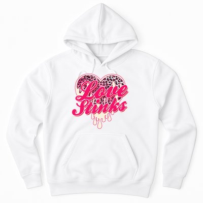 Leopard Pink Heart Love Stink Funny Anti Valentine Hoodie