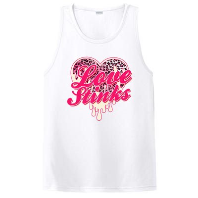 Leopard Pink Heart Love Stink Funny Anti Valentine PosiCharge Competitor Tank