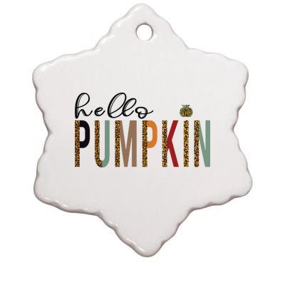 Leopard Pumpkin Hello Pumpkin Graphic Fall Halloween Costume Ceramic Star Ornament