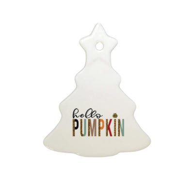 Leopard Pumpkin Hello Pumpkin Graphic Fall Halloween Costume Ceramic Tree Ornament