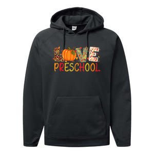 Love Preschool Happy Fall Thanksgiving Teacher Performance Fleece Hoodie