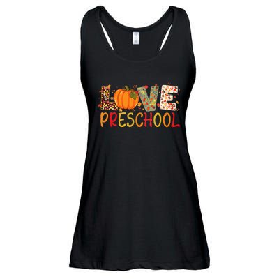 Love Preschool Happy Fall Thanksgiving Teacher Ladies Essential Flowy Tank