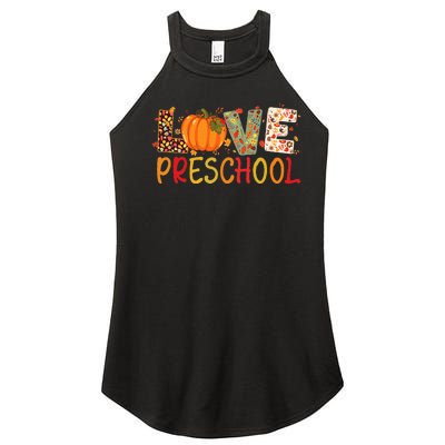 Love Preschool Happy Fall Thanksgiving Teacher Women’s Perfect Tri Rocker Tank