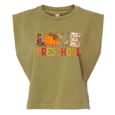 Love Preschool Happy Fall Thanksgiving Teacher Garment-Dyed Women's Muscle Tee