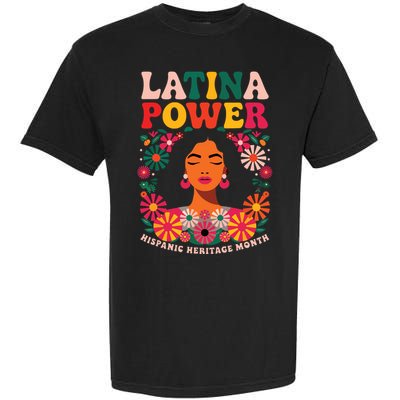 Latina Power Hispanic Heritage Month Colorful Floral Garment-Dyed Heavyweight T-Shirt