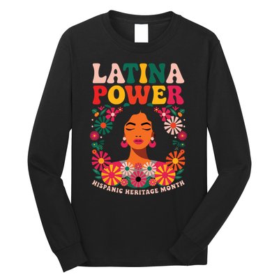 Latina Power Hispanic Heritage Month Colorful Floral Long Sleeve Shirt