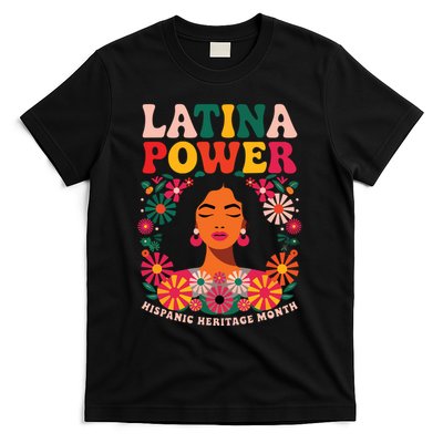 Latina Power Hispanic Heritage Month Colorful Floral T-Shirt