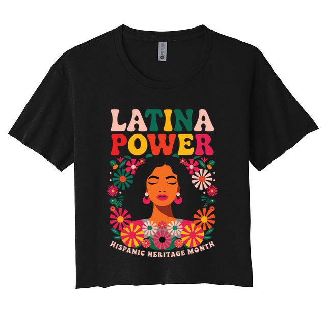 Latina Power Hispanic Heritage Month Colorful Floral Crop Top