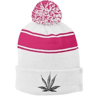 Leaf Pattern High 420 Gift Smoking Weed Cannabis Marijuana Stripe Pom Pom Beanie