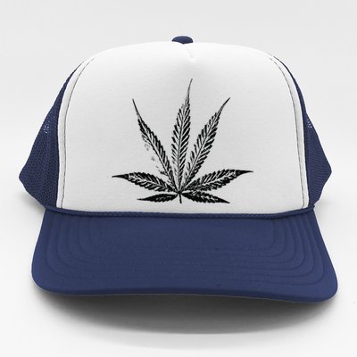 Leaf Pattern High 420 Gift Smoking Weed Cannabis Marijuana Trucker Hat