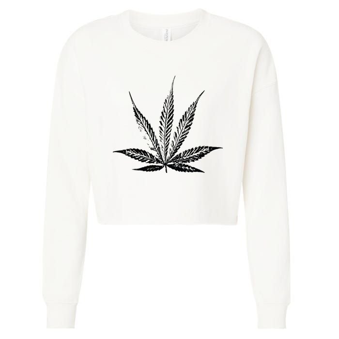 Leaf Pattern High 420 Gift Smoking Weed Cannabis Marijuana Cropped Pullover Crew