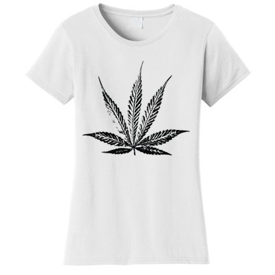 Leaf Pattern High 420 Gift Smoking Weed Cannabis Marijuana Women's T-Shirt