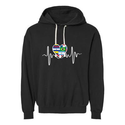 Latino Pulse Heart Hispanic Heritage Garment-Dyed Fleece Hoodie