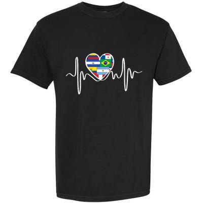 Latino Pulse Heart Hispanic Heritage Garment-Dyed Heavyweight T-Shirt