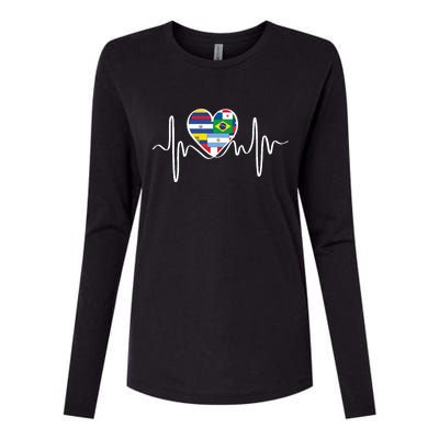 Latino Pulse Heart Hispanic Heritage Womens Cotton Relaxed Long Sleeve T-Shirt