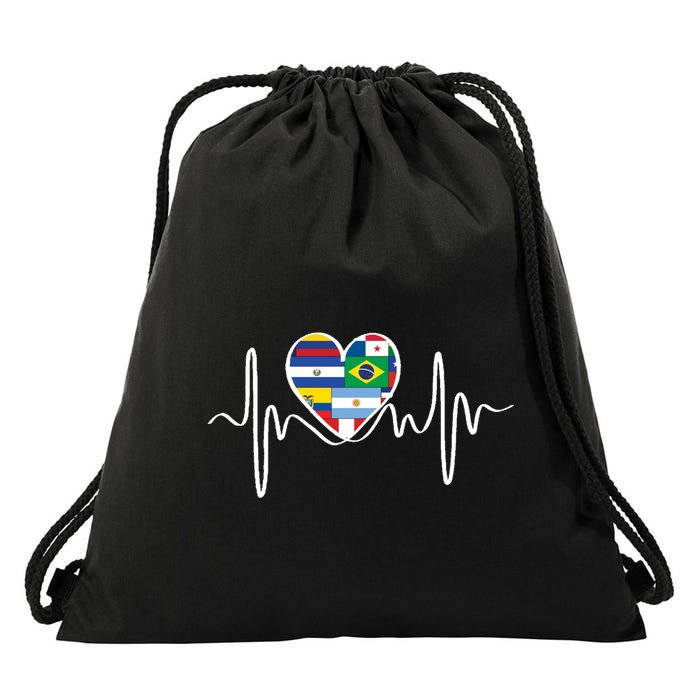 Latino Pulse Heart Hispanic Heritage Drawstring Bag