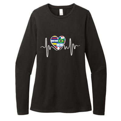 Latino Pulse Heart Hispanic Heritage Womens CVC Long Sleeve Shirt