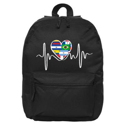 Latino Pulse Heart Hispanic Heritage 16 in Basic Backpack