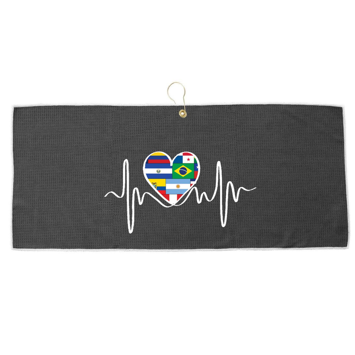 Latino Pulse Heart Hispanic Heritage Large Microfiber Waffle Golf Towel
