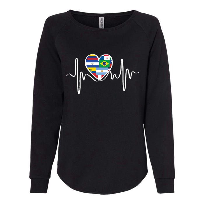 Latino Pulse Heart Hispanic Heritage Womens California Wash Sweatshirt