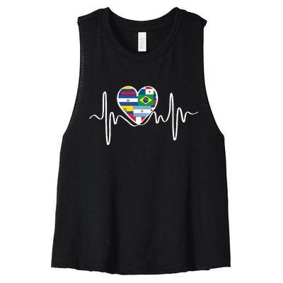 Latino Pulse Heart Hispanic Heritage Women's Racerback Cropped Tank