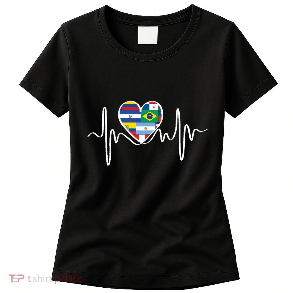 Latino Pulse Heart Hispanic Heritage Womens T-Shirt