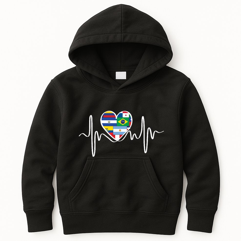 Latino Pulse Heart Hispanic Heritage Kids Hoodie