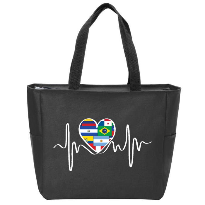 Latino Pulse Heart Hispanic Heritage Zip Tote Bag