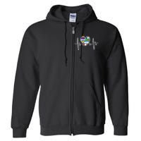 Latino Pulse Heart Hispanic Heritage Full Zip Hoodie