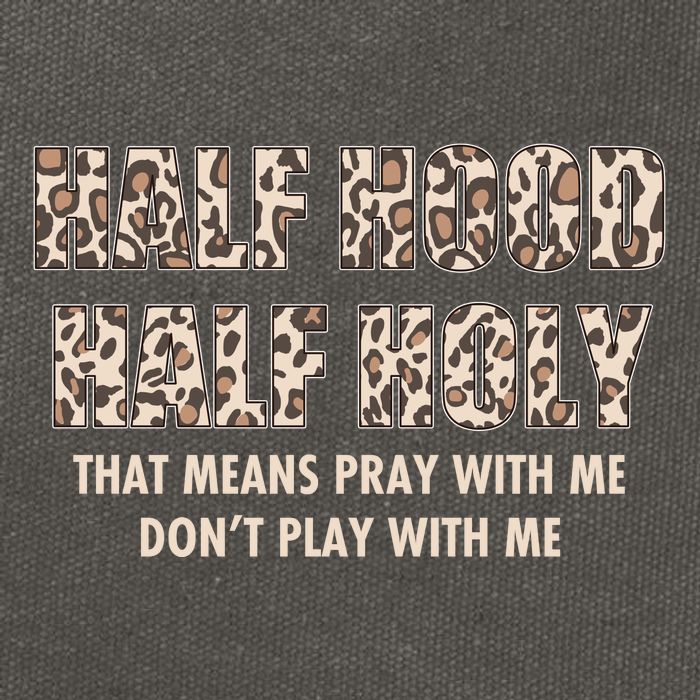 Leopard Print Half Hood Half That Means Pray With Me Dont Play With Me Cotton Canvas Backpack