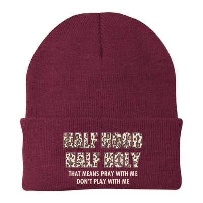 Leopard Print Half Hood Half That Means Pray With Me Dont Play With Me Beanie