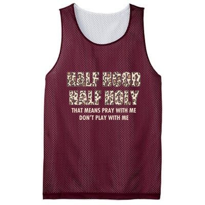 Leopard Print Half Hood Half That Means Pray With Me Dont Play With Me Mesh Reversible Basketball Jersey Tank