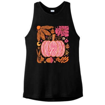 Leopard Pumpkin Halloween Season Autumn Retro Ladies PosiCharge Tri-Blend Wicking Tank