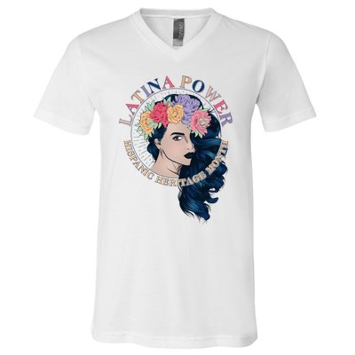 Latina Power Hispanic Heritage Month V-Neck T-Shirt