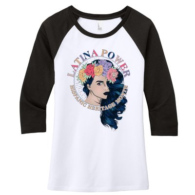 Latina Power Hispanic Heritage Month Women's Tri-Blend 3/4-Sleeve Raglan Shirt