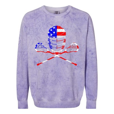 Lacrosse Player Independence Day Laxing Patriotic Lax Goalie Colorblast Crewneck Sweatshirt