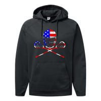 Lacrosse Player Independence Day Laxing Patriotic Lax Goalie Performance Fleece Hoodie