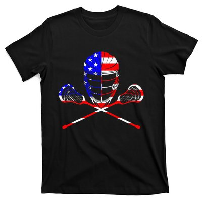 Lacrosse Player Independence Day Laxing Patriotic Lax Goalie T-Shirt