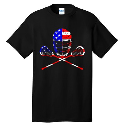 Lacrosse Player Independence Day Laxing Patriotic Lax Goalie Tall T-Shirt