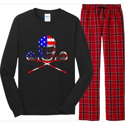 Lacrosse Player Independence Day Laxing Patriotic Lax Goalie Long Sleeve Pajama Set