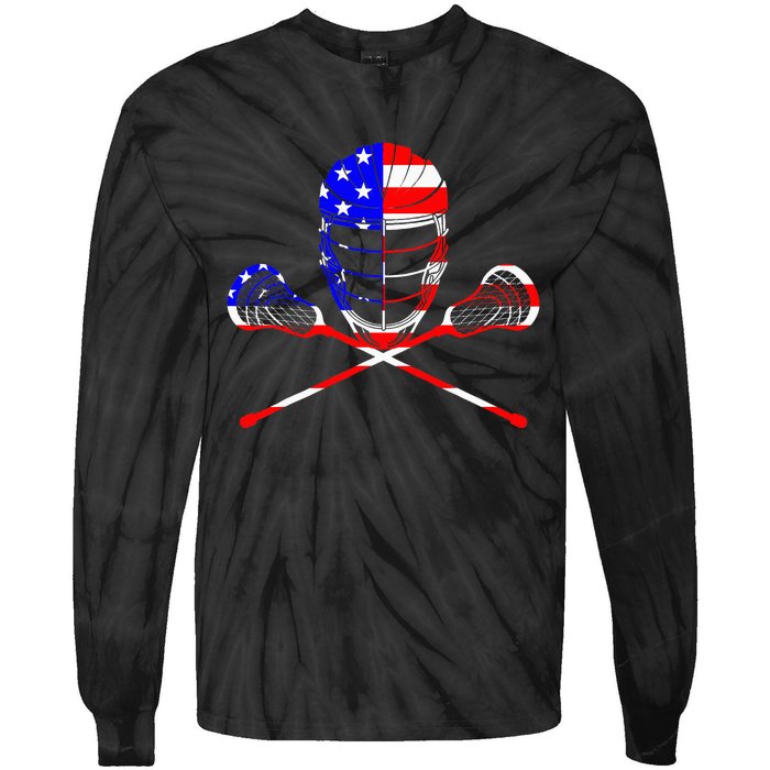 Lacrosse Player Independence Day Laxing Patriotic Lax Goalie Tie-Dye Long Sleeve Shirt