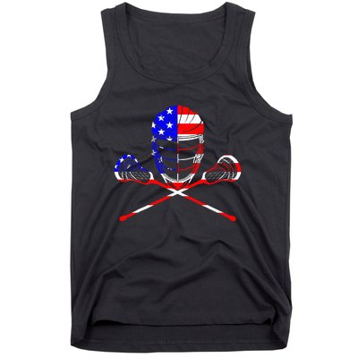 Lacrosse Player Independence Day Laxing Patriotic Lax Goalie Tank Top