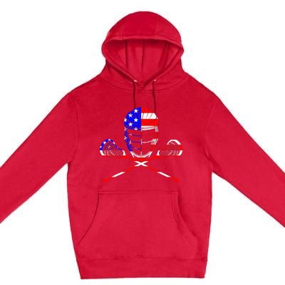 Lacrosse Player Independence Day Laxing Patriotic Lax Goalie Premium Pullover Hoodie