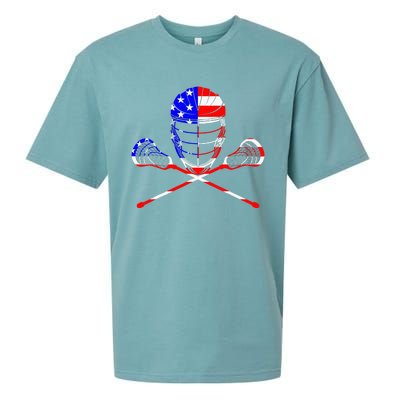 Lacrosse Player Independence Day Laxing Patriotic Lax Goalie Sueded Cloud Jersey T-Shirt