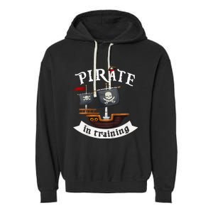 Little Pirate In Training Boy Funny Pirate Garment-Dyed Fleece Hoodie