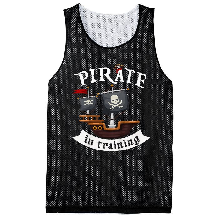 Little Pirate In Training Boy Funny Pirate Mesh Reversible Basketball Jersey Tank