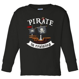 Little Pirate In Training Boy Funny Pirate Toddler Long Sleeve Shirt